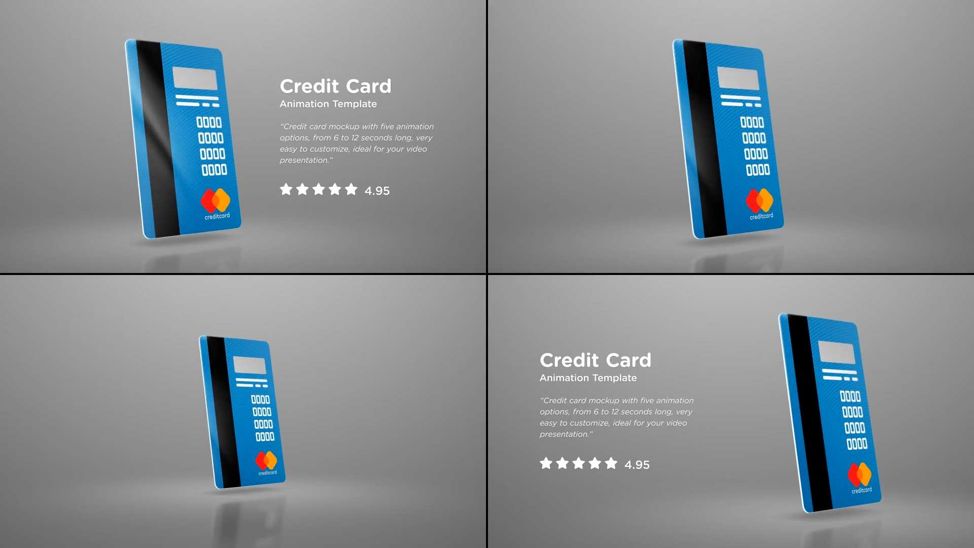 信用卡会员卡3D模型展示AE模板 Credit Card Mockup插图1
