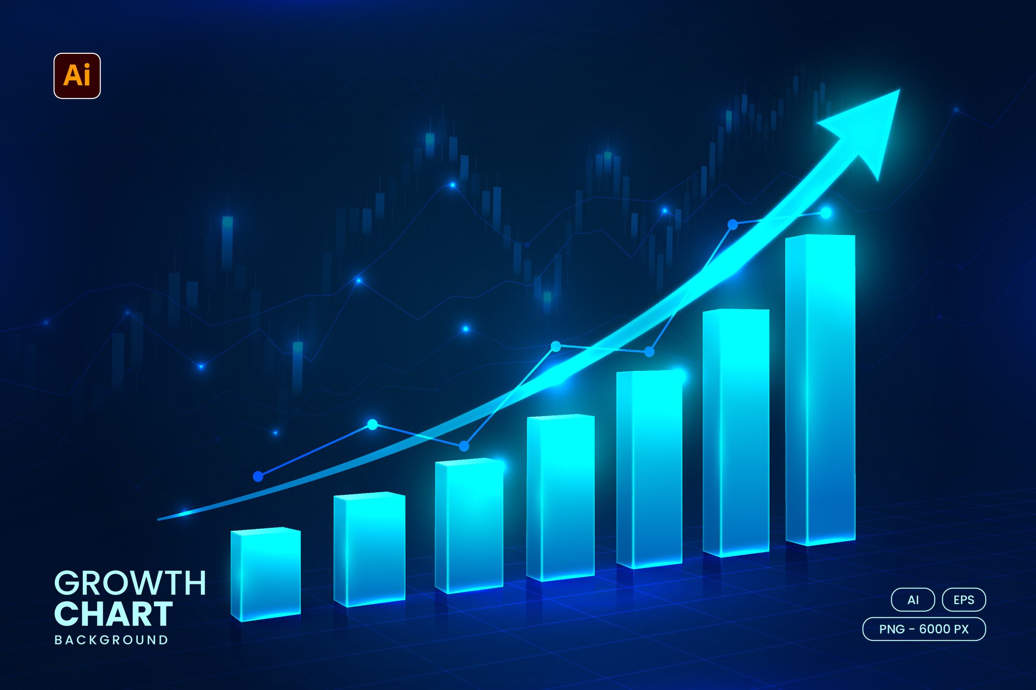 金融增长箭头图表背景 Financial Growth Chart with Glowing Arrow Background插图 金融增长箭头图表背景 Financial Growth Chart with Glowing Arrow Background