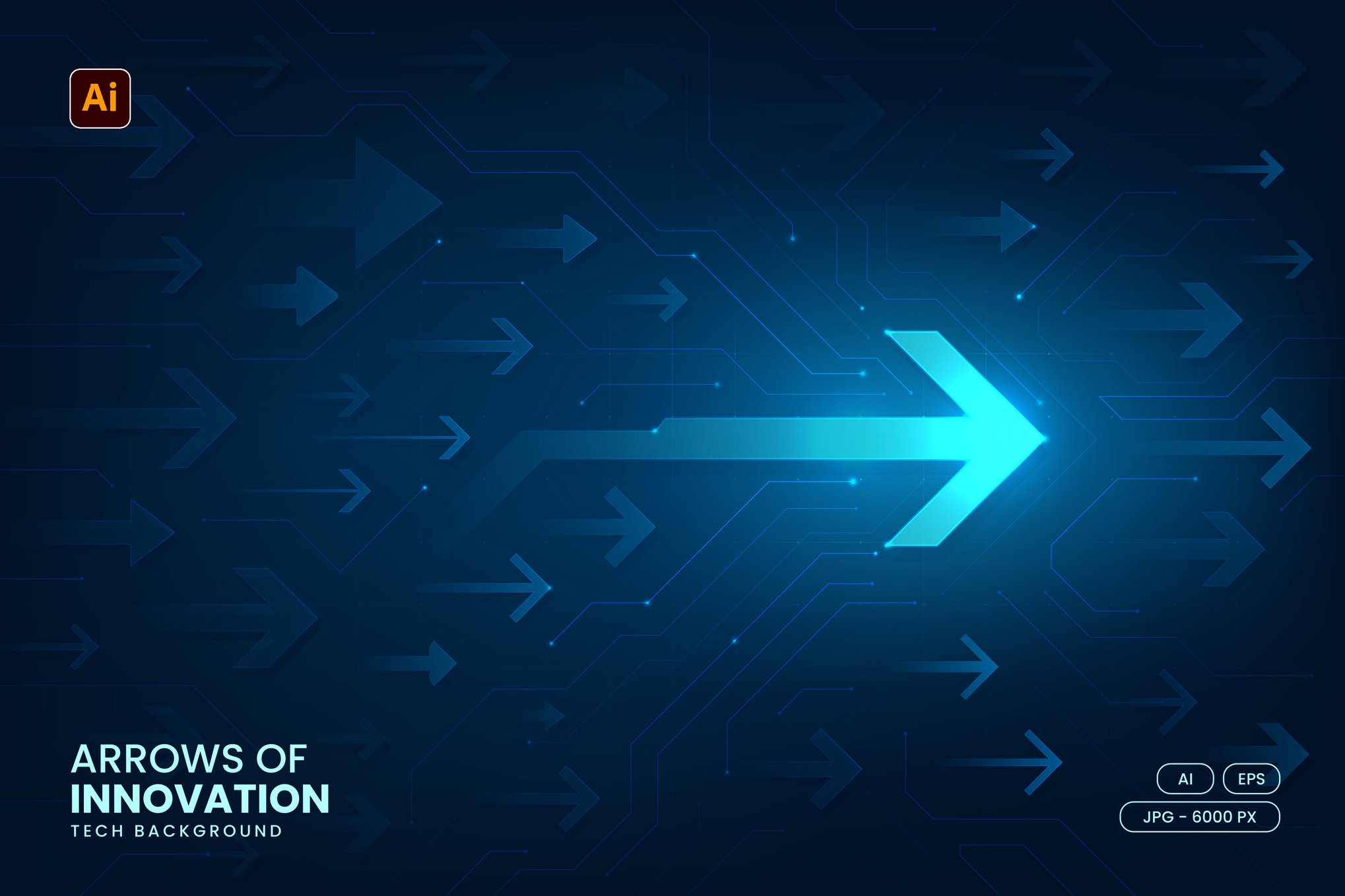 发光蓝色箭头创新背景 Glowing Blue Arrows Innovation Background插图 发光蓝色箭头创新背景 Glowing Blue Arrows Innovation Background
