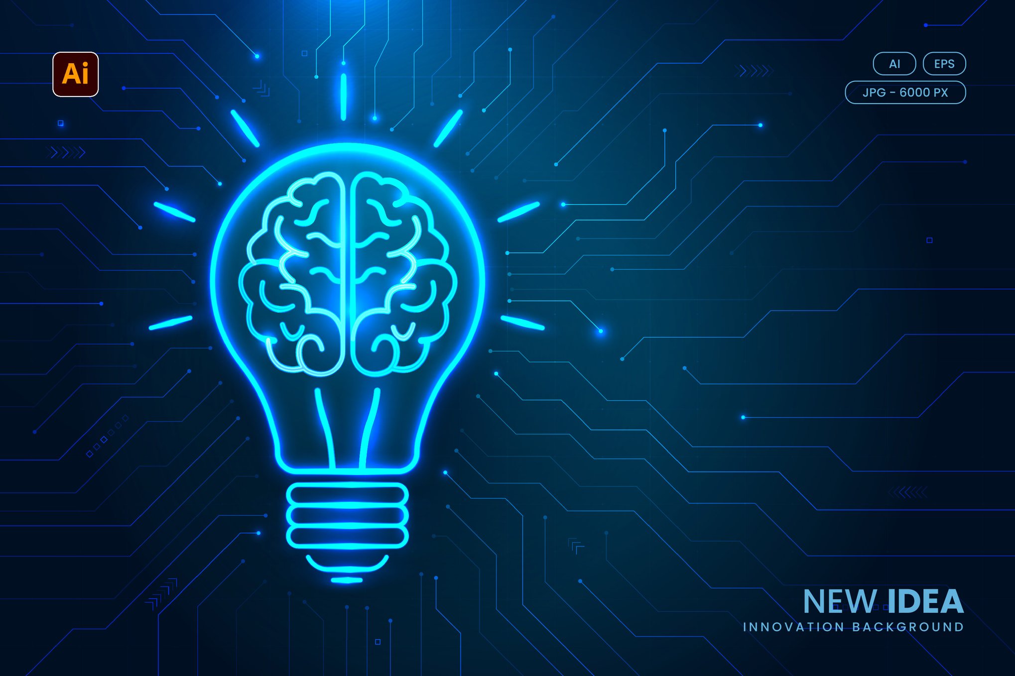 灯泡中蓝色大脑创意背景 Blue Brain in Light Bulb Idea Background插图 灯泡中蓝色大脑创意背景 Blue Brain in Light Bulb Idea Background
