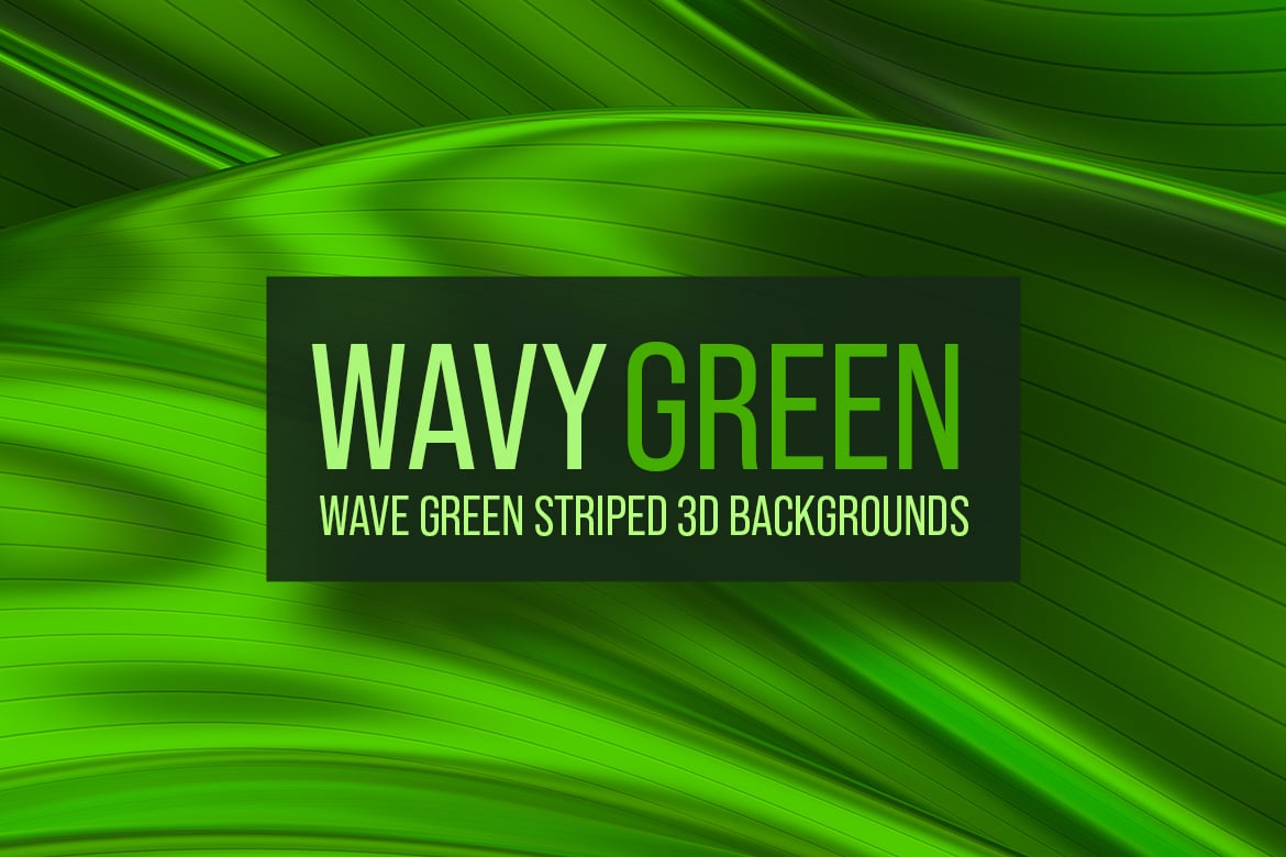 4款绿色波浪条纹3D背景 Green Striped Wave 3D Background插图 4款绿色波浪条纹3D背景 Green Striped Wave 3D Background