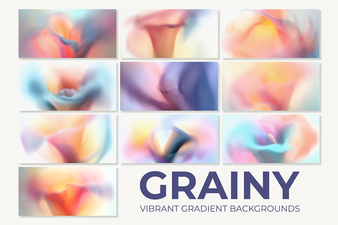 10个鲜明颗粒渐变背景 10 Vibrant Grainy Gradient Backgrounds插图2 10个鲜明颗粒渐变背景 10 Vibrant Grainy Gradient Backgrounds
