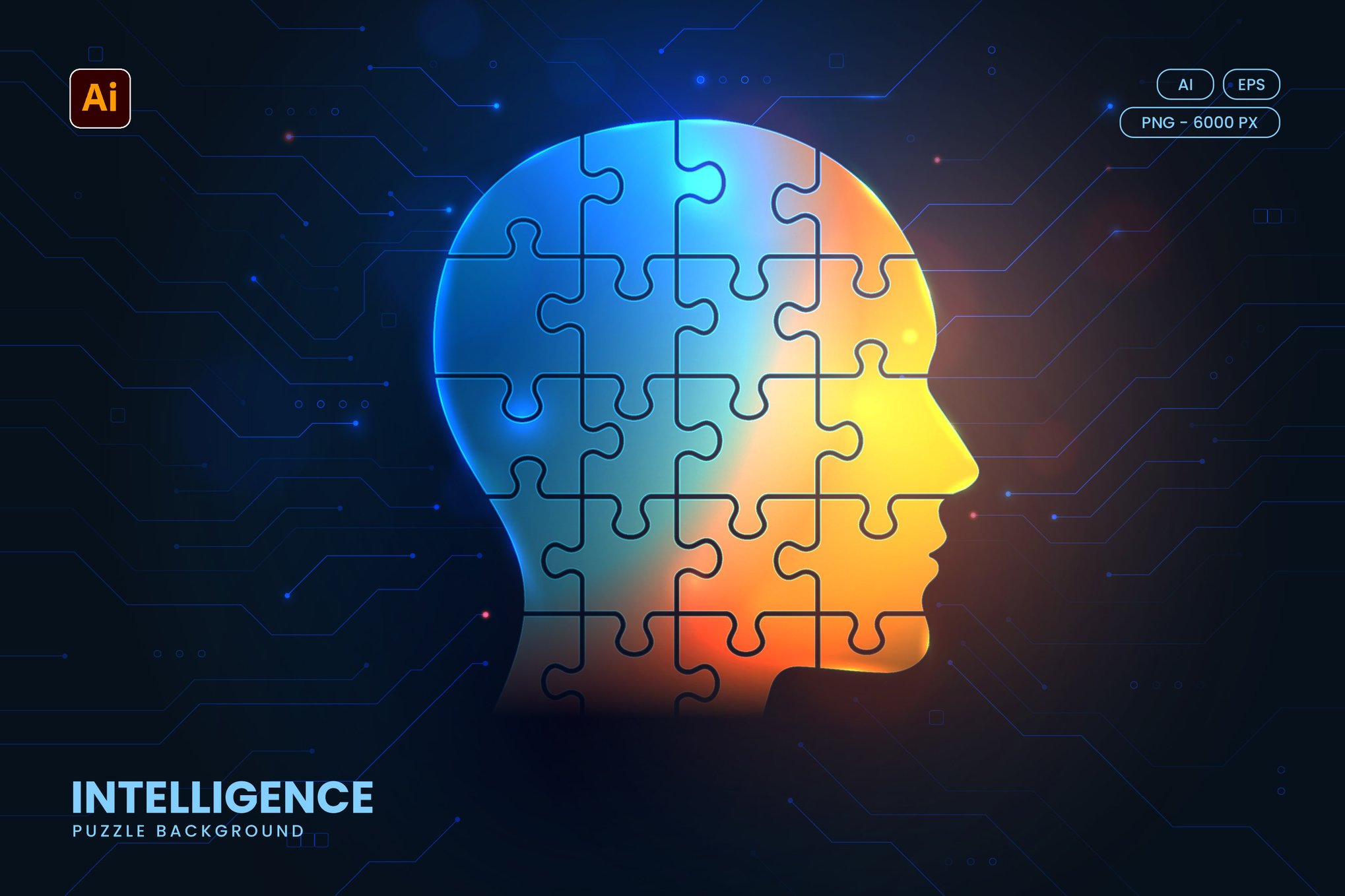 人类智慧拼图人脑概念背景 human intelligence puzzle head background插图 人类智慧拼图人脑概念背景 human intelligence puzzle head background