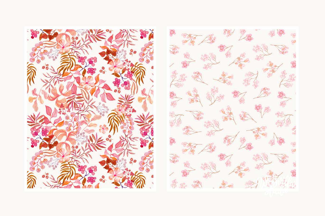 粉色植物水彩纹理图案素材 Pink Botanica Watercolor Patterns插图1 粉色植物水彩纹理图案素材 Pink Botanica Watercolor Patterns