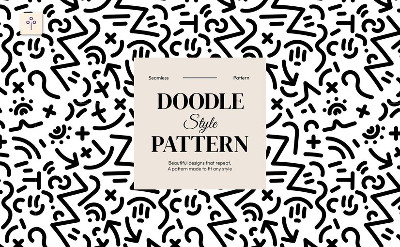 白色线条箭头涂鸦无缝图案 White Line Arrow Doodle Style Seamless Pattern