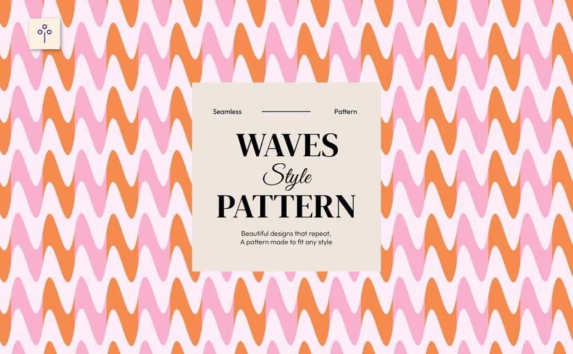 渐变色波浪无缝图案素材 Pink Orange Waves Style Seamless Pattern