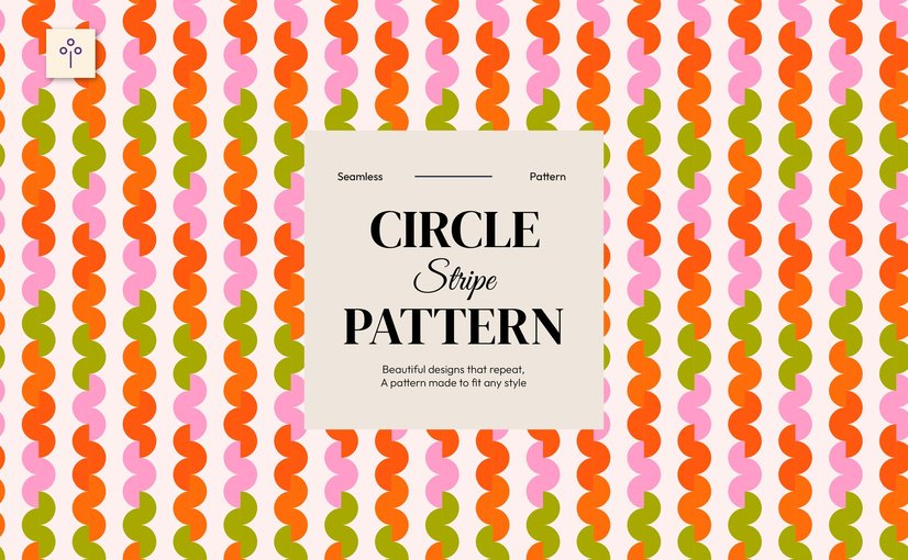 复古圆圈条纹无缝图案素材 Retro Circle Stripe Seamless Pattern