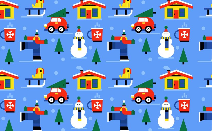 冬季全景插画无缝图案素材 Winter Seamless Pattern Full Illustration
