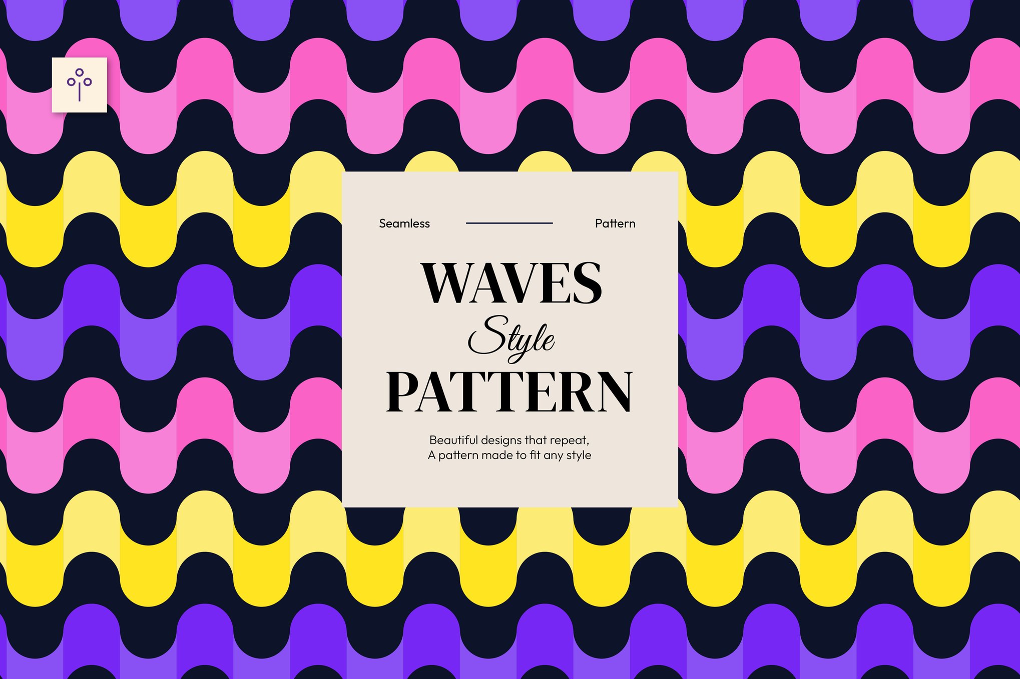 深紫粉黄渐变色波浪图案素材 Dark Purple Pink Yellow Waves Seamless Pattern插图 深紫粉黄渐变色波浪图案素材 Dark Purple Pink Yellow Waves Seamless Pattern