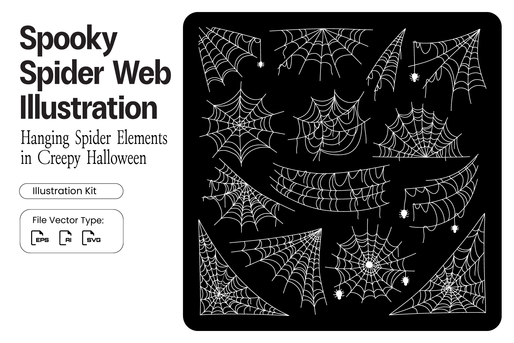 幽灵蜘蛛网插图素材集 Spooky Spider Web Illustration Set插图 幽灵蜘蛛网插图素材集 Spooky Spider Web Illustration Set