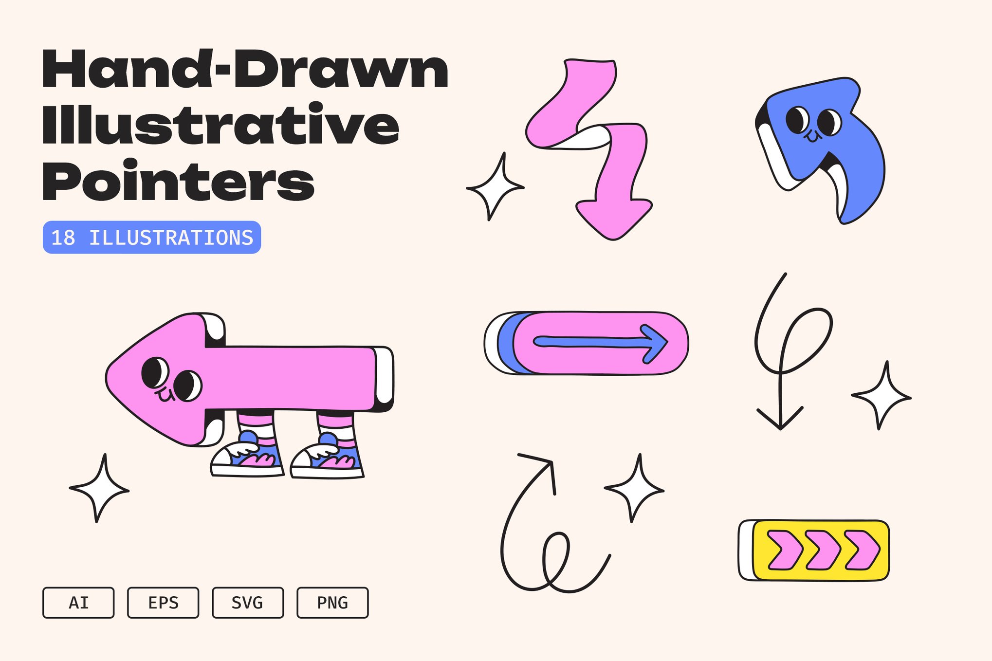 手绘风格指示指针图标素材 Hand-Drawn Illustrative Pointers插图 手绘风格指示指针图标素材 Hand-Drawn Illustrative Pointers