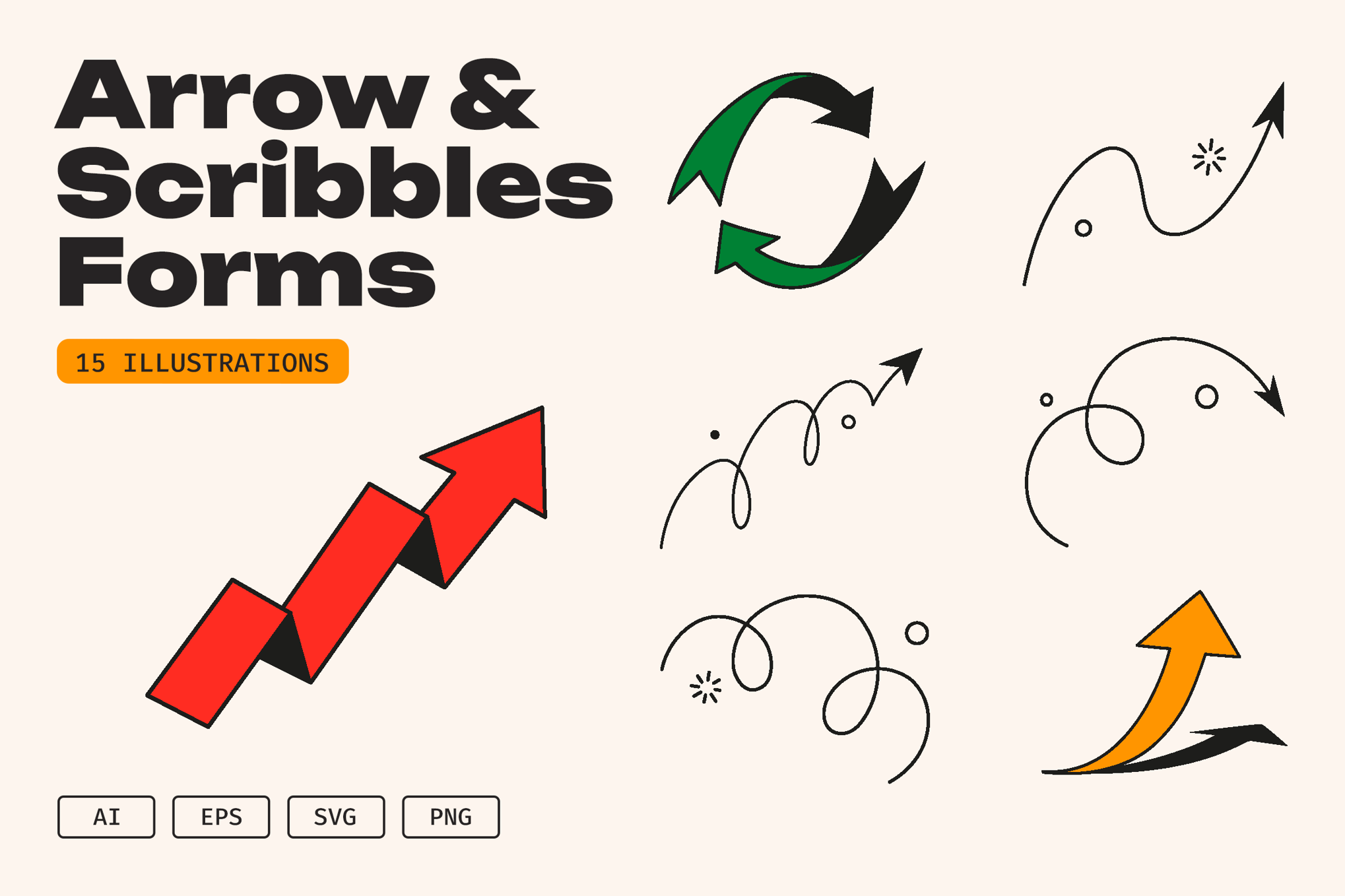 箭头与涂鸦线条形状素材 Arrow & Scribbles Forms插图 箭头与涂鸦线条形状素材 Arrow & Scribbles Forms