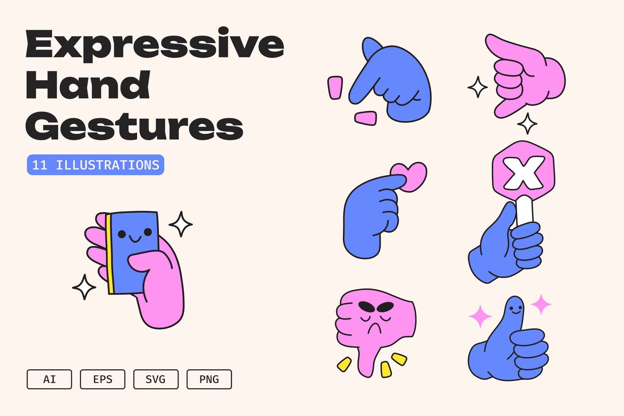 表达性手部姿势图标素材 Expressive Hand Gestures插图 表达性手部姿势图标素材 Expressive Hand Gestures