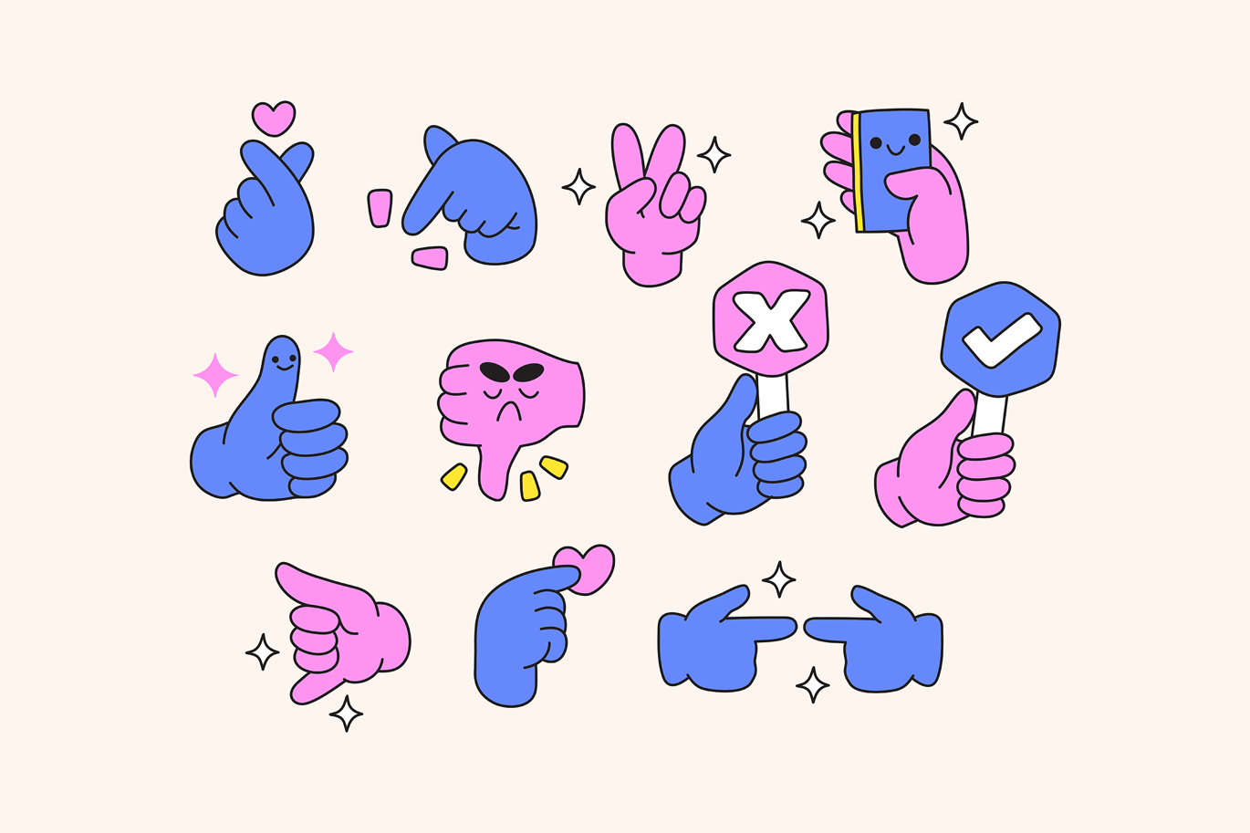 表达性手部姿势图标素材 Expressive Hand Gestures插图1 表达性手部姿势图标素材 Expressive Hand Gestures