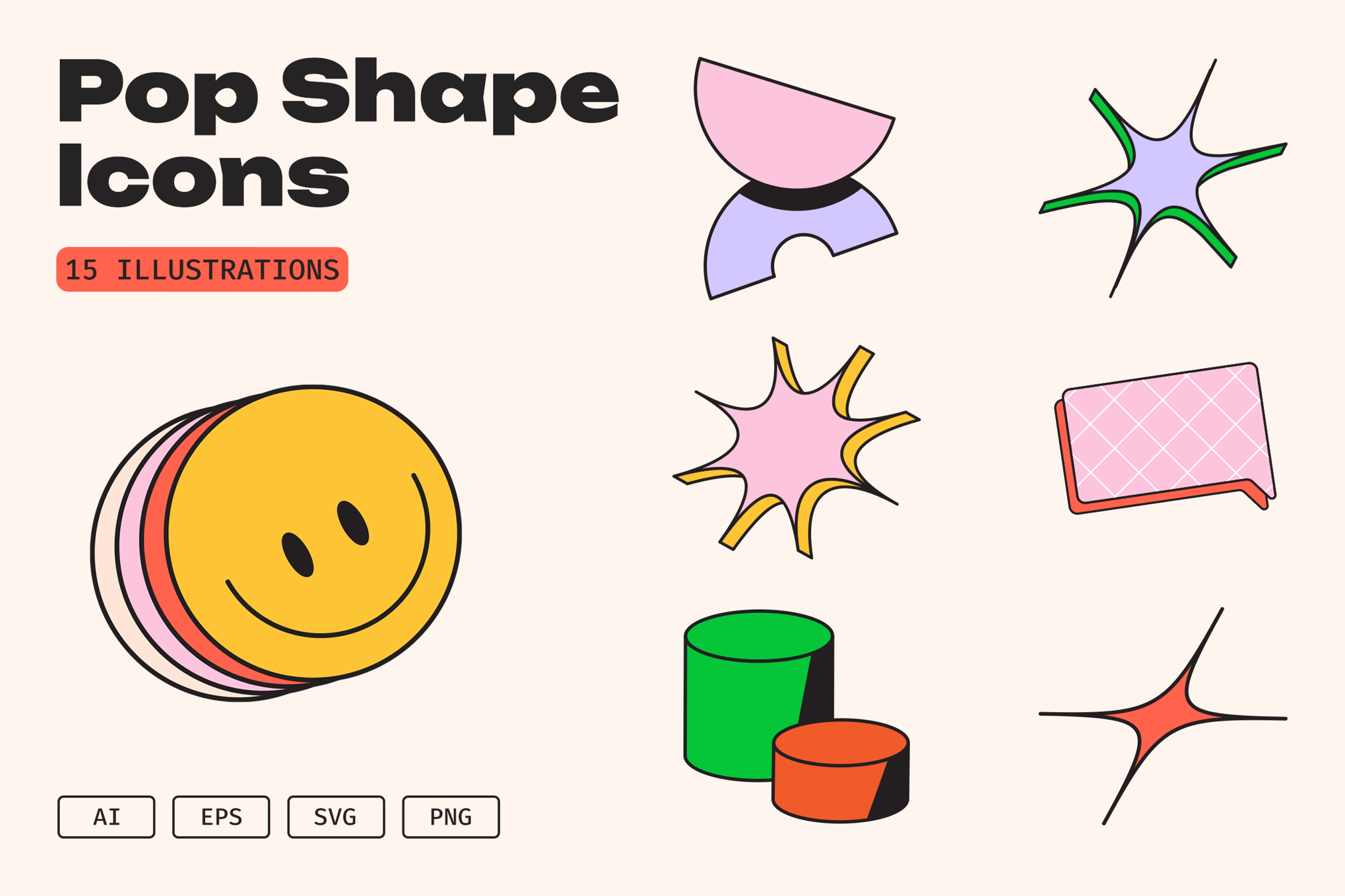 流行形状扁平化图标素材 Pop Shape Icons插图 流行形状扁平化图标素材 Pop Shape Icons