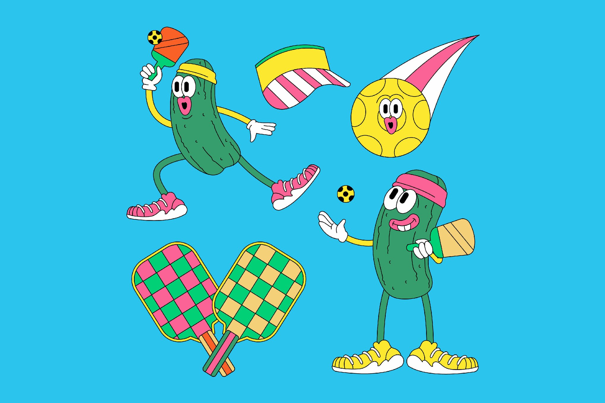 匹克球运动元素插图素材 Pickleball Asset Illustration插图 匹克球运动元素插图素材 Pickleball Asset Illustration
