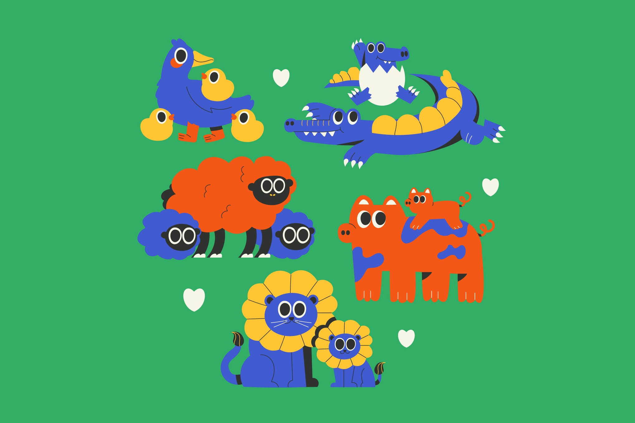 动物家族亲子主题插图 Animals Family Asset Illustration插图 动物家族亲子主题插图 Animals Family Asset Illustration