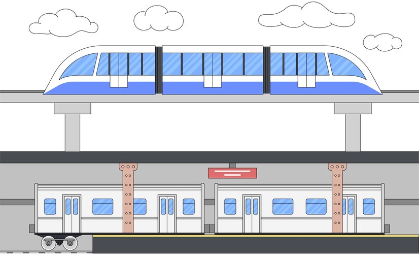 地上与地下地铁交通插图 Overground and Underground Metro