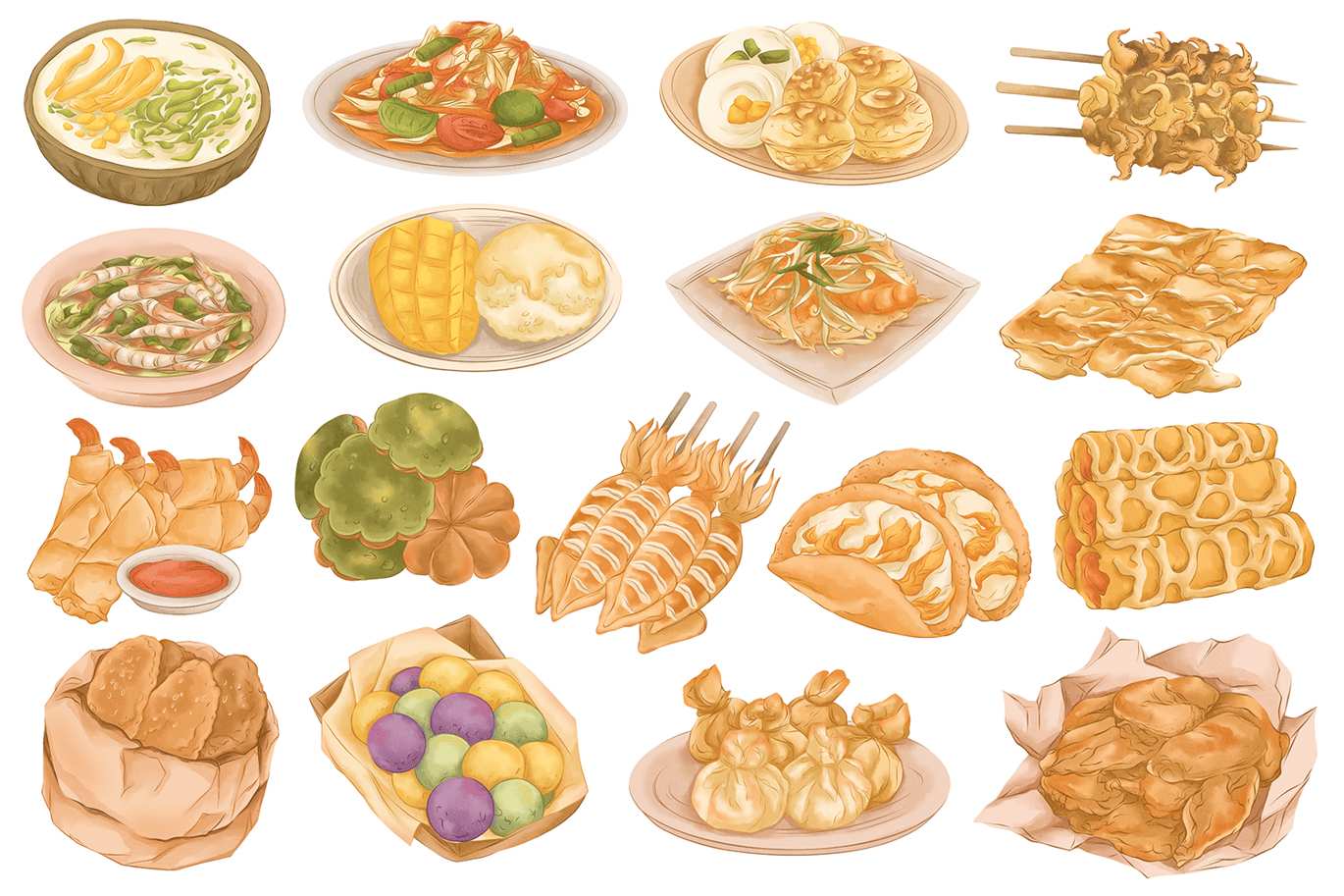 泰国街头美食主题插画集 Illustration Thailand Street Foods插图1 泰国街头美食主题插画集 Illustration Thailand Street Foods