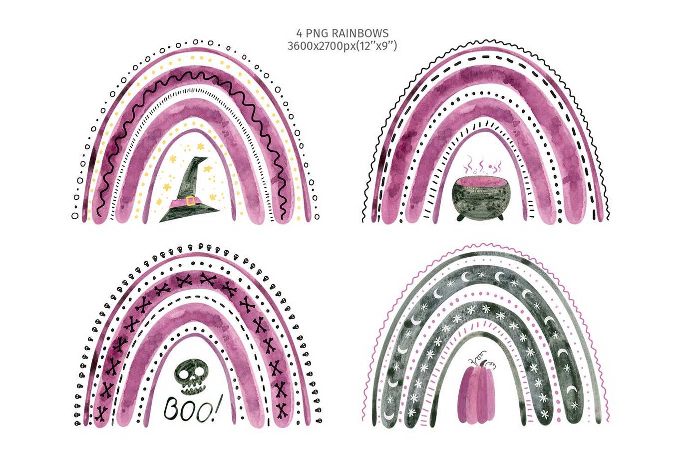 紫色万圣节剪贴图案素材集 Violet Halloween Clipart & Patterns插图1 紫色万圣节剪贴图案素材集 Violet Halloween Clipart & Patterns