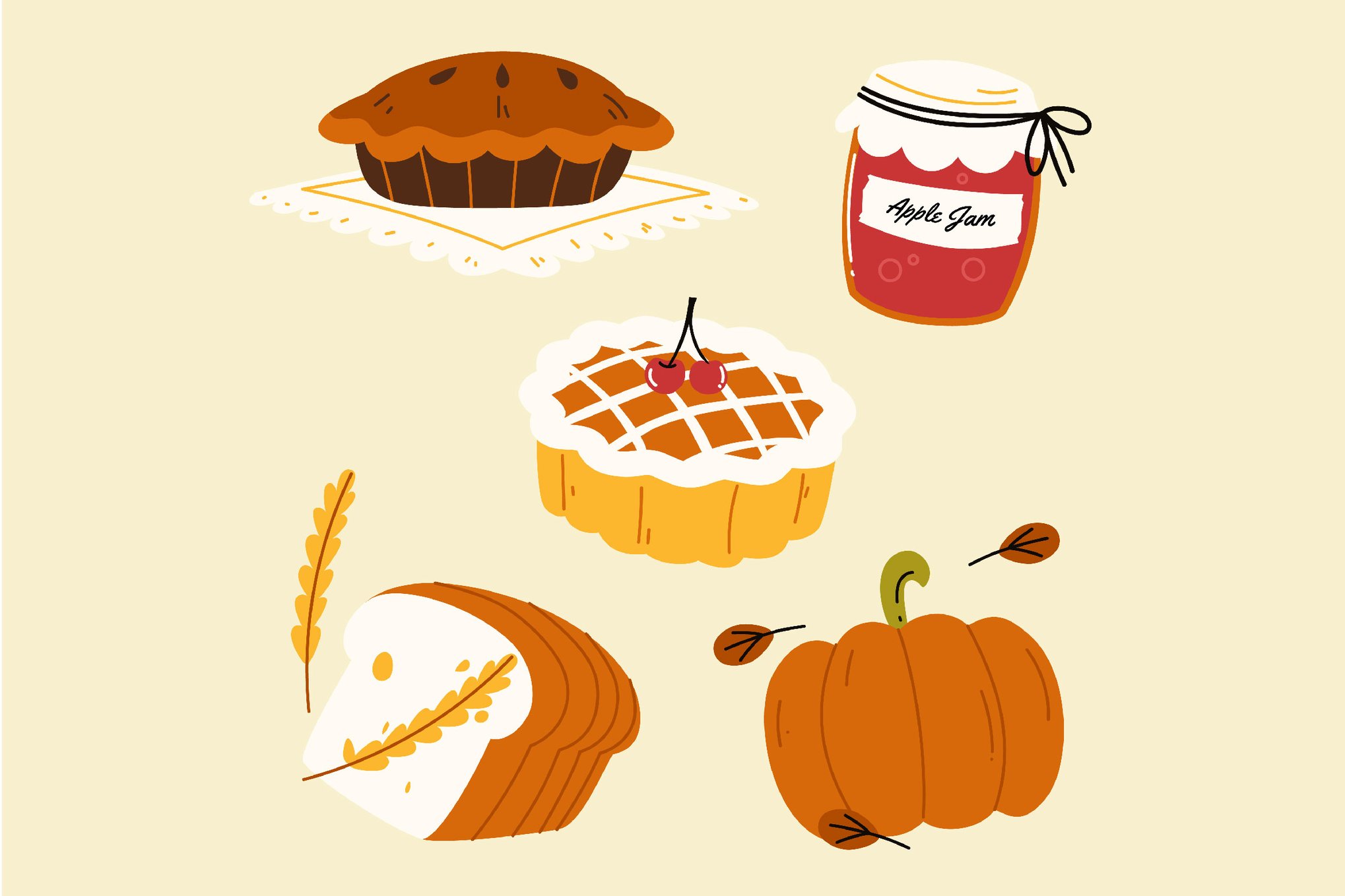 秋季美食主题插图素材 Autumn Food Asset Illustration插图 秋季美食主题插图素材 Autumn Food Asset Illustration