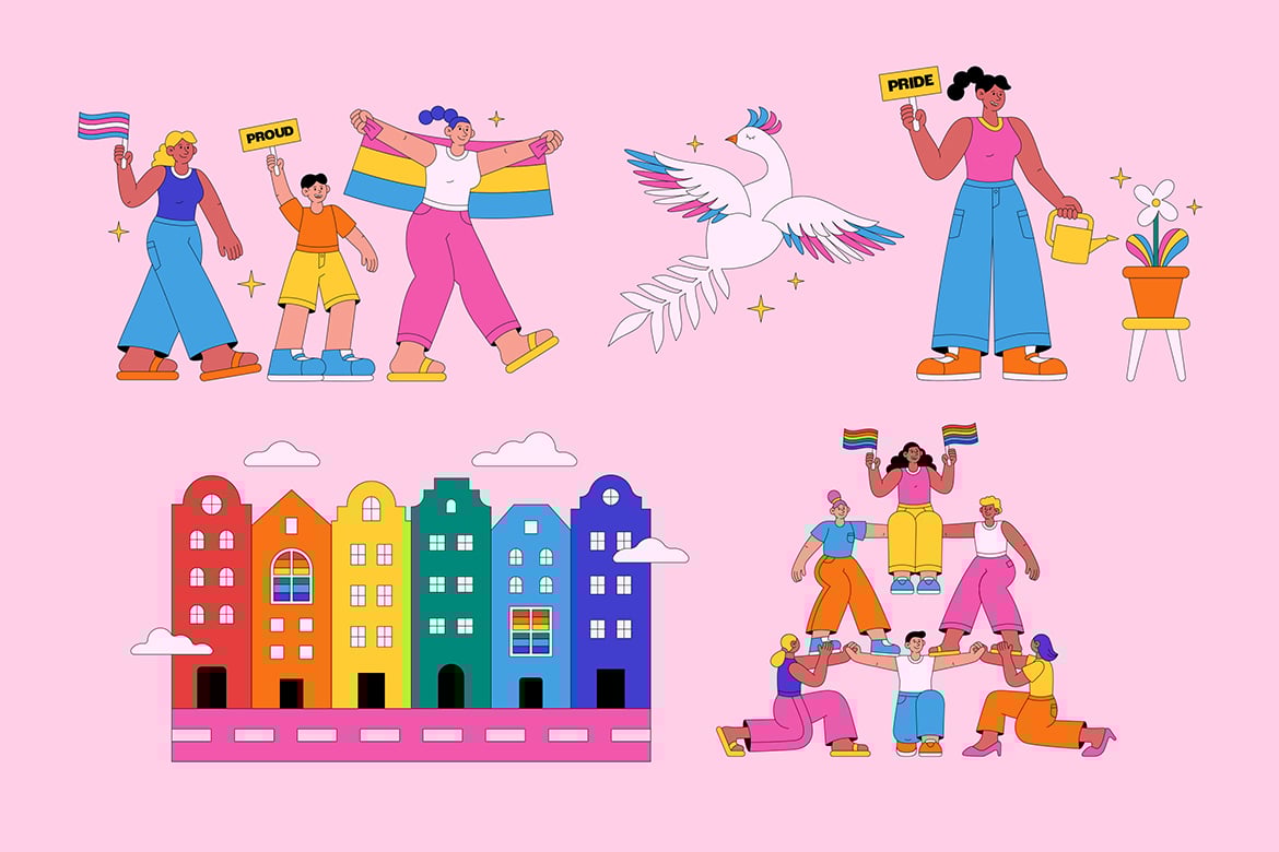 LGBTQ+群体骄傲月主题插画 LGBT Pride Illustration插图1 LGBTQ+群体骄傲月主题插画 LGBT Pride Illustration
