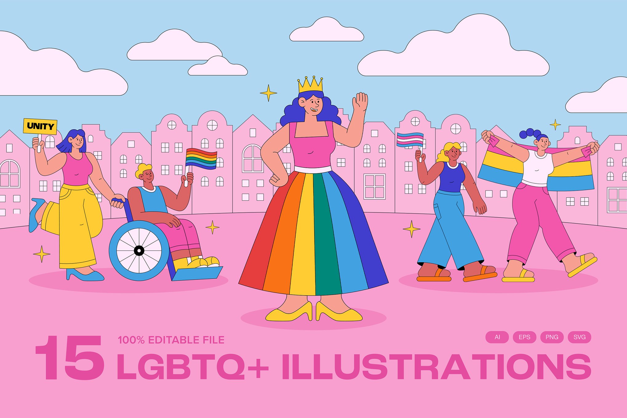 LGBTQ+群体骄傲月主题插画 LGBT Pride Illustration插图 LGBTQ+群体骄傲月主题插画 LGBT Pride Illustration