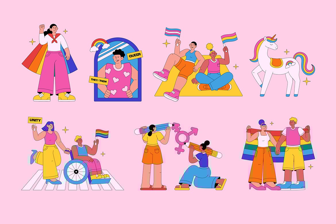 LGBTQ+群体骄傲月主题插画 LGBT Pride Illustration插图2 LGBTQ+群体骄傲月主题插画 LGBT Pride Illustration