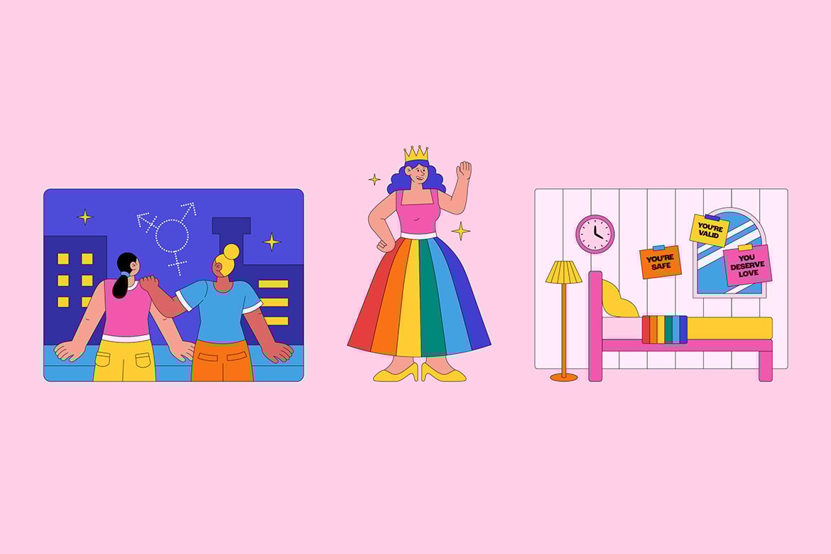 LGBTQ+群体骄傲月主题插画 LGBT Pride Illustration插图3 LGBTQ+群体骄傲月主题插画 LGBT Pride Illustration