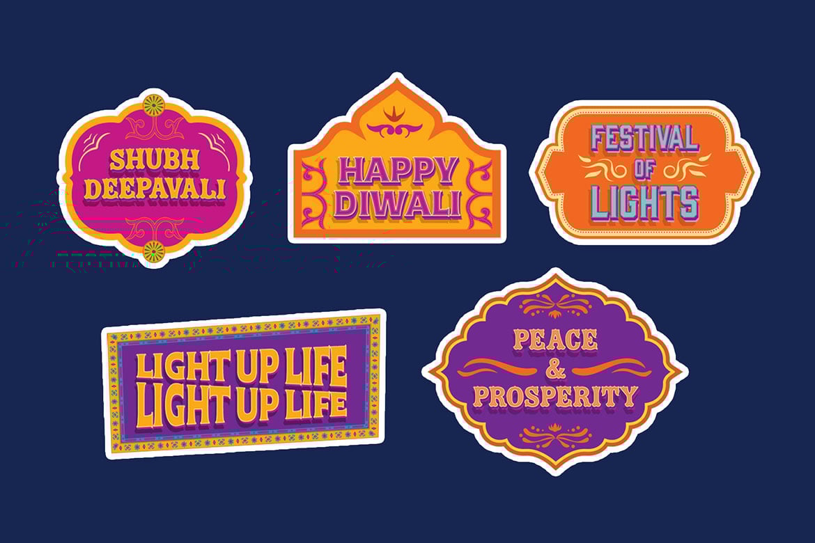 排灯节印度教节日贴纸素材 Diwali Stickers插图2 排灯节印度教节日贴纸素材 Diwali Stickers