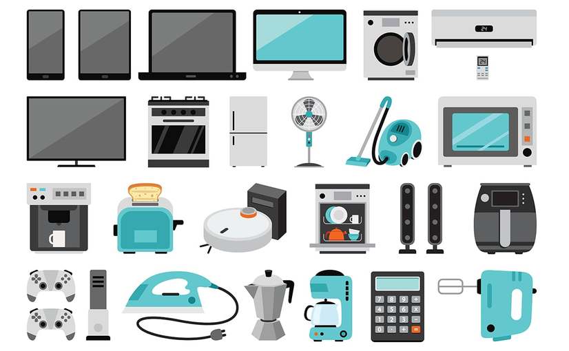 各类家用电子设备矢量图集 Set Of Various Electronic Objects