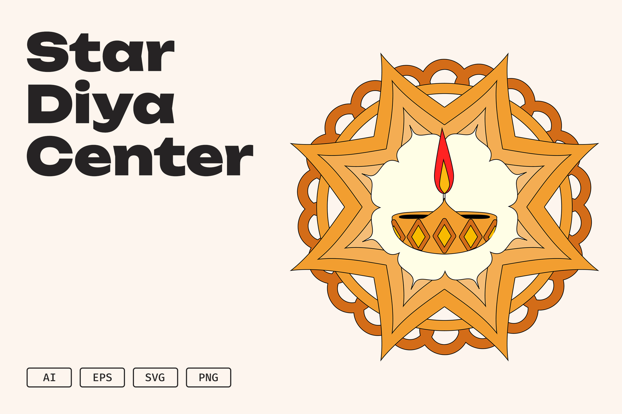 星形迪亚灯中心装饰图案 Star Diya Center插图 星形迪亚灯中心装饰图案 Star Diya Center