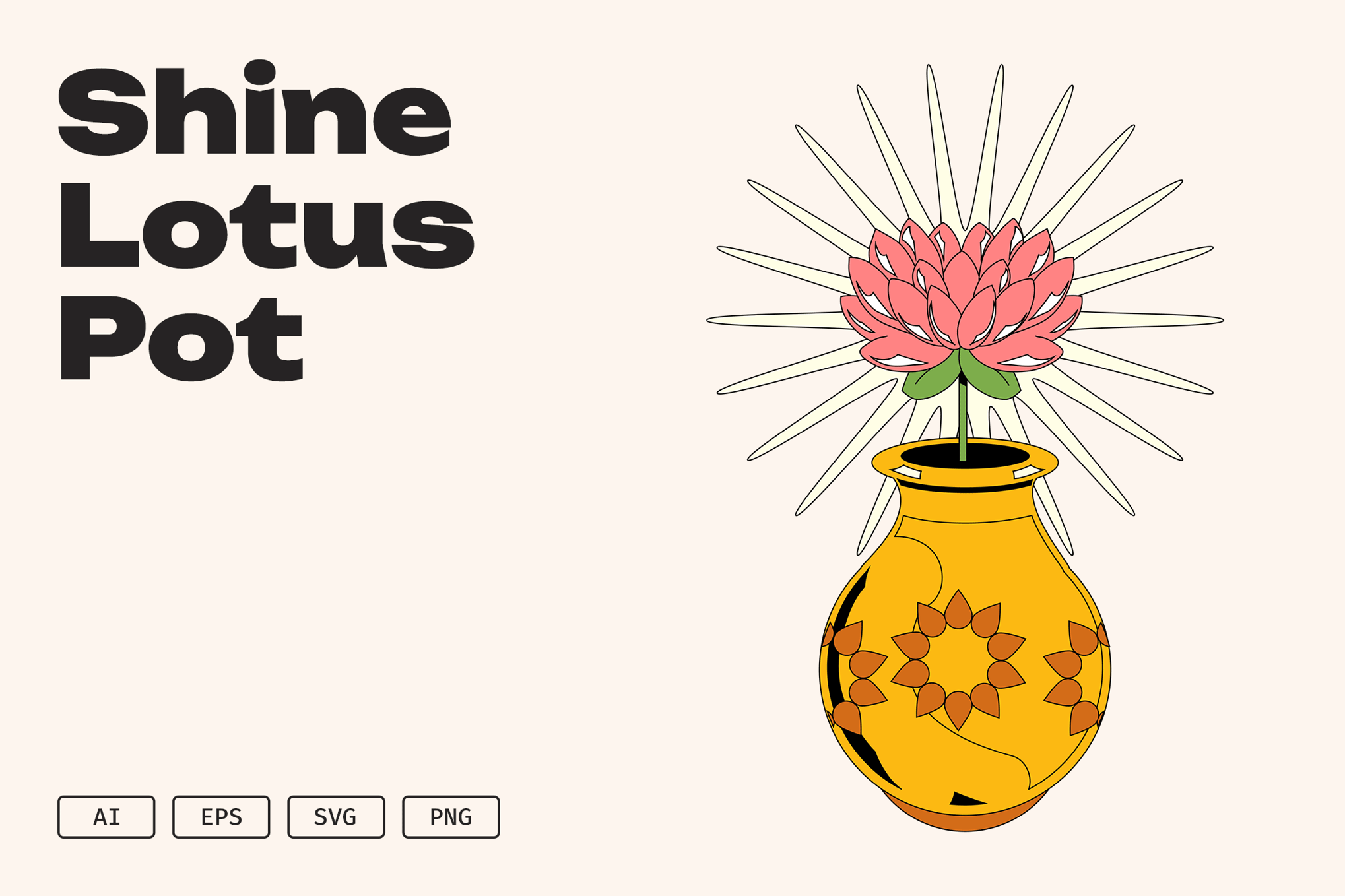 闪光莲花圣水壶图形素材 Shine Lotus Pot插图 闪光莲花圣水壶图形素材 Shine Lotus Pot