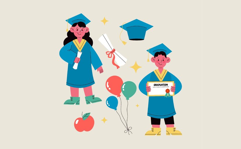 学前班毕业季温馨卡通素材 Preschool Graduation Asset Illustration