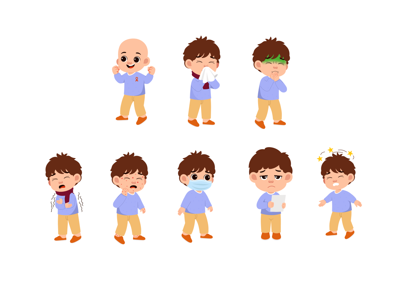小男孩感冒不适症状插图素材 Kid Boy Sickness Illustration插图2 小男孩感冒不适症状插图素材 Kid Boy Sickness Illustration