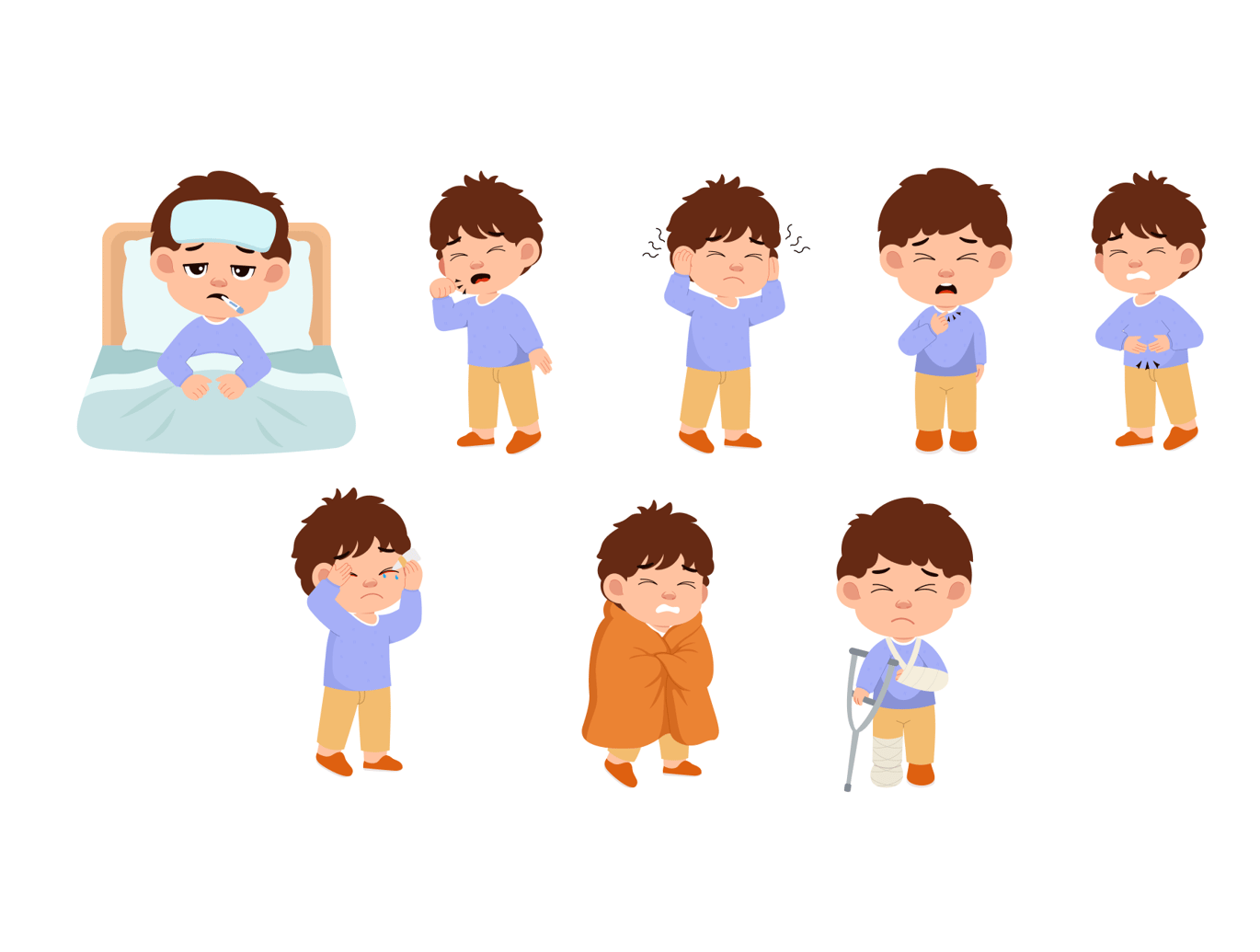 小男孩感冒不适症状插图素材 Kid Boy Sickness Illustration插图3 小男孩感冒不适症状插图素材 Kid Boy Sickness Illustration