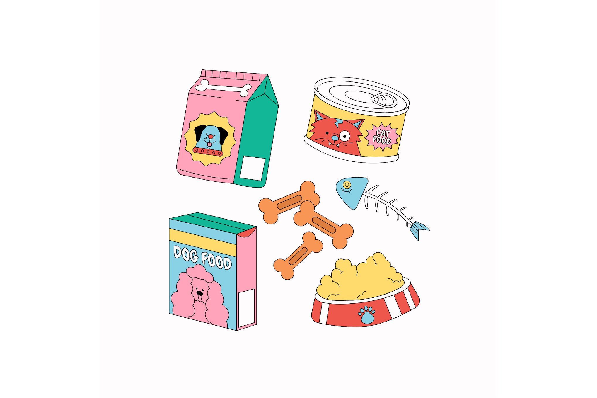 宠物食品与用品主题插图素材 Pet Food Asset Illustration插图 宠物食品与用品主题插图素材 Pet Food Asset Illustration
