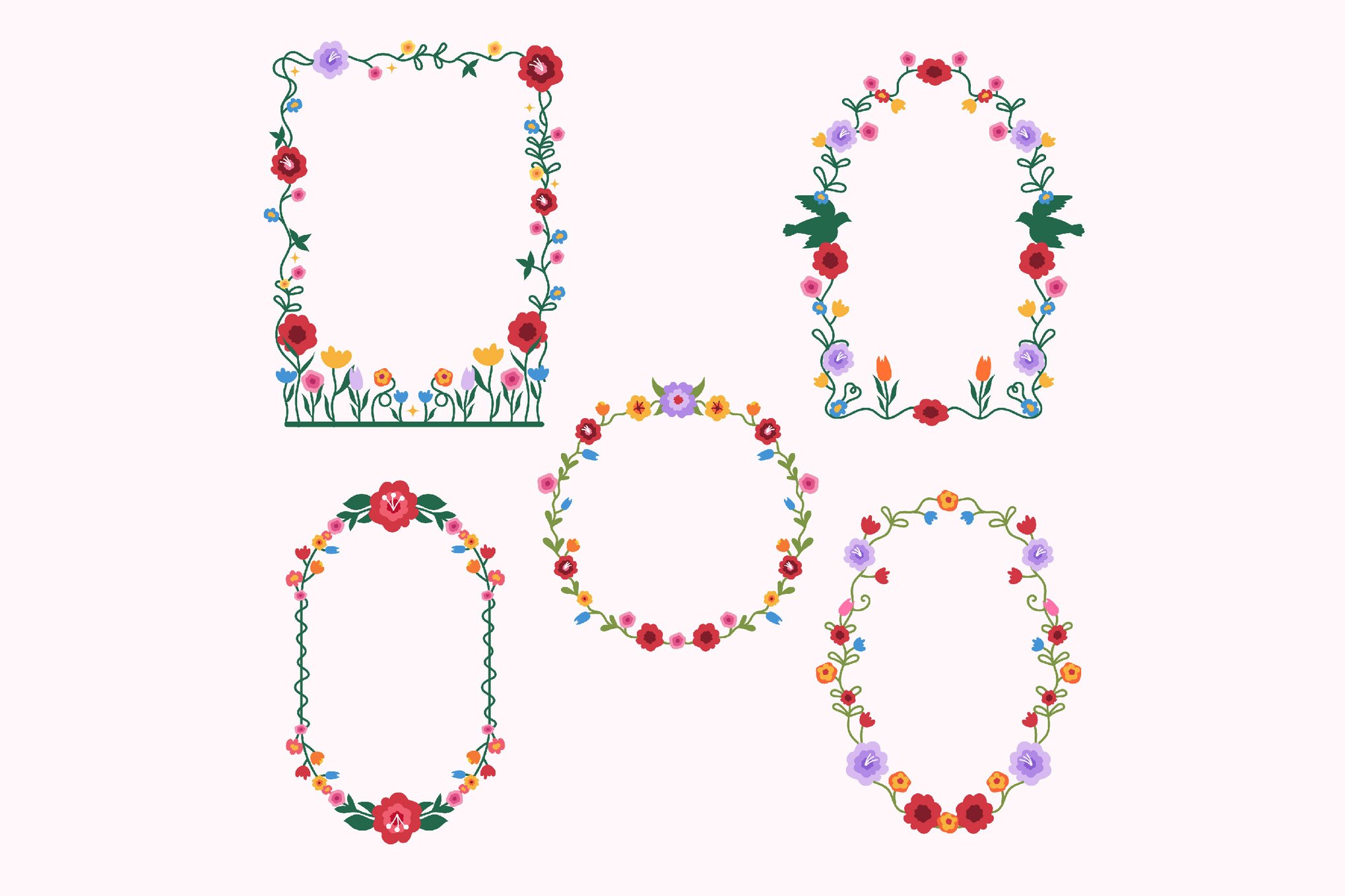 精美花卉边框装饰插图素材 Floral Frames Asset Illustration插图 精美花卉边框装饰插图素材 Floral Frames Asset Illustration