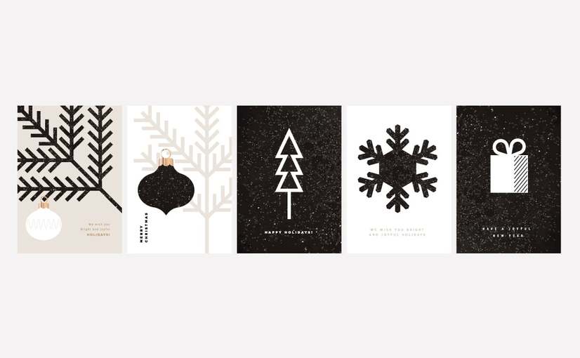 圣诞与新年节日贺卡套装素材 Set Of Christmas And New Year Cards