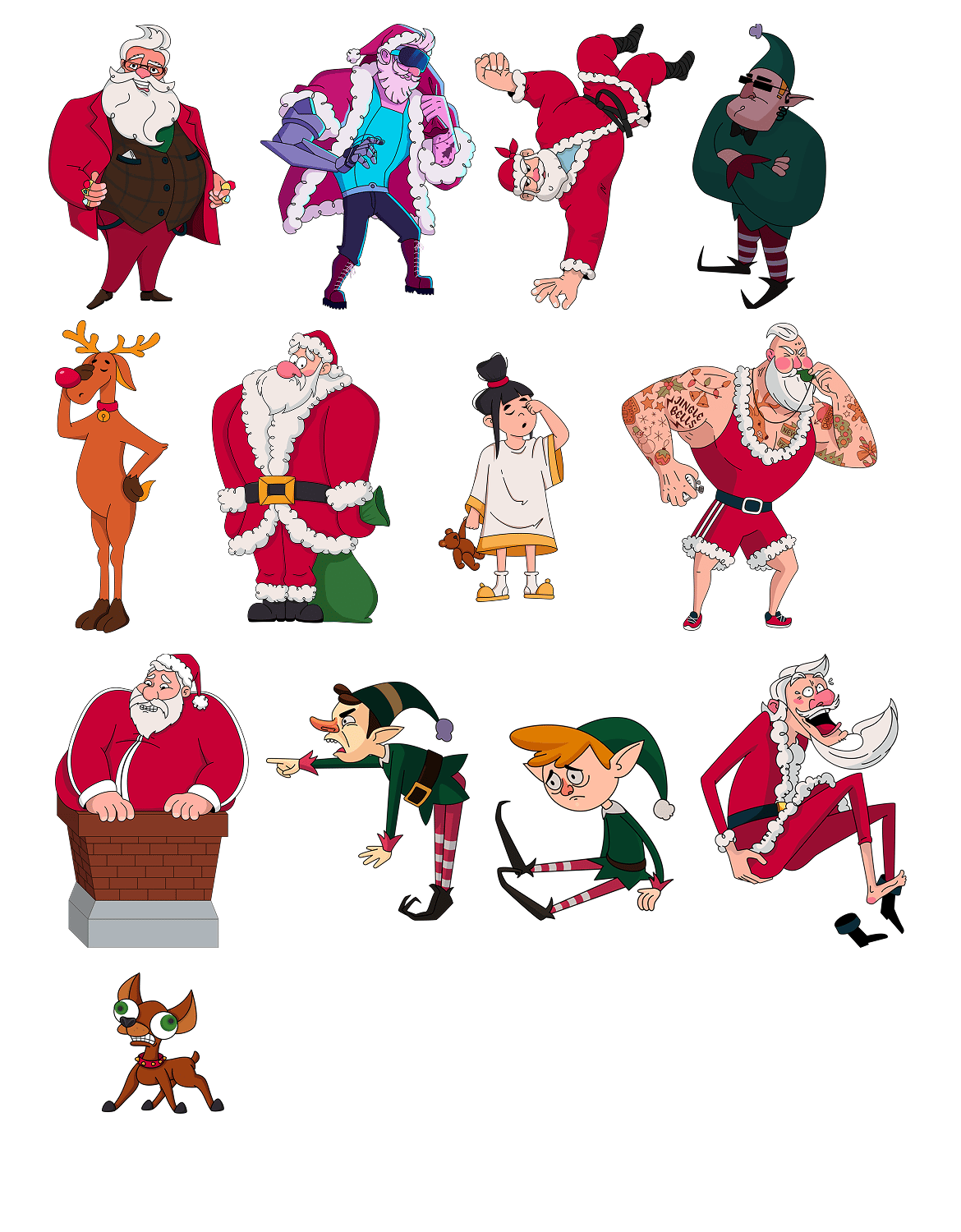 圣诞老人与节日角色套装素材 Santas And Christmas Characters Set插图1 圣诞老人与节日角色套装素材 Santas And Christmas Characters Set