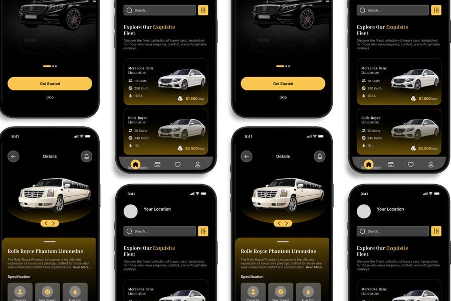 汽车租赁 – 移动应用程序 UI 套件插图2 汽车租赁 – 移动应用程序 UI 套件