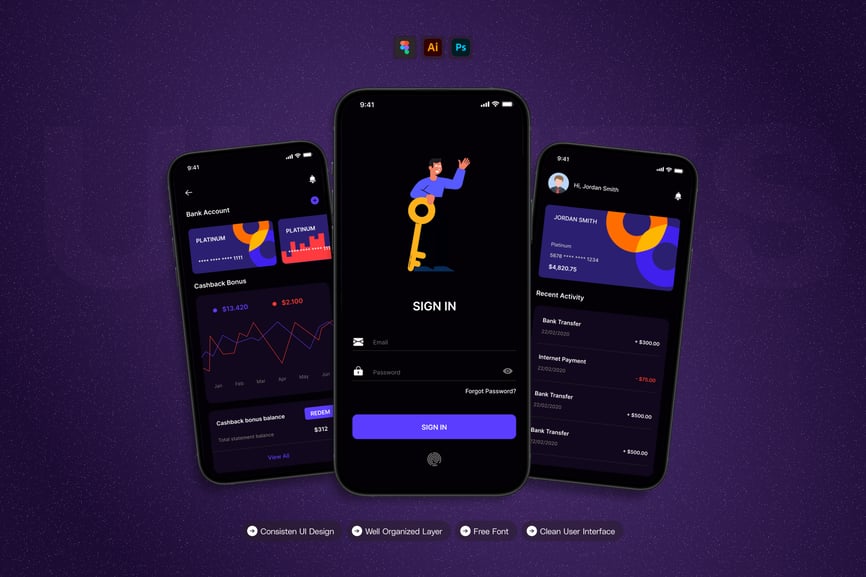M-Banking – 移动应用程序 UI 套件插图 M-Banking – 移动应用程序 UI 套件