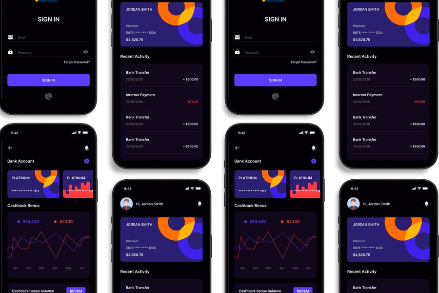 M-Banking – 移动应用程序 UI 套件插图2 M-Banking – 移动应用程序 UI 套件