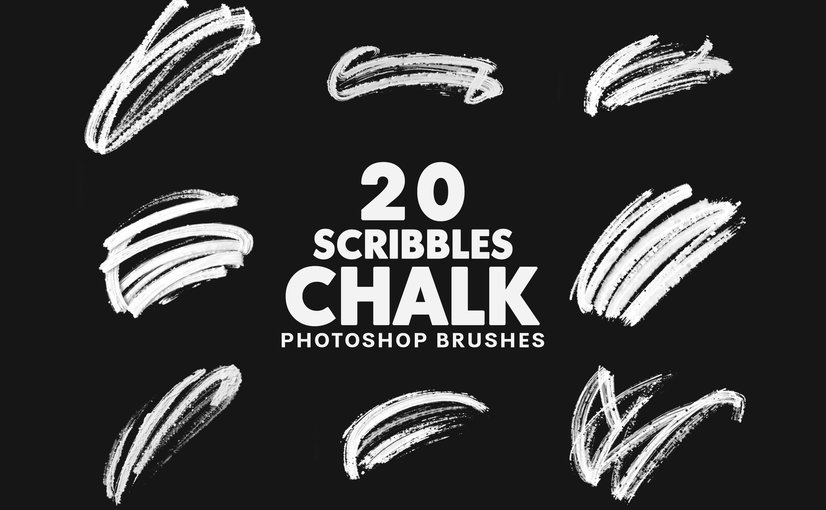 20款粉笔涂鸦手绘质感笔刷素材 20 Chalk Scribbles Brushes