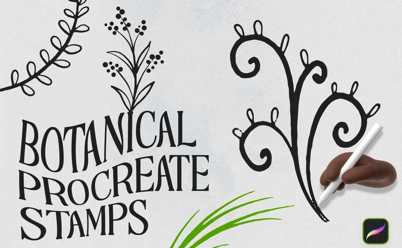植物花卉主题印章图案笔刷 Botanical Procreate Stamp Brushes