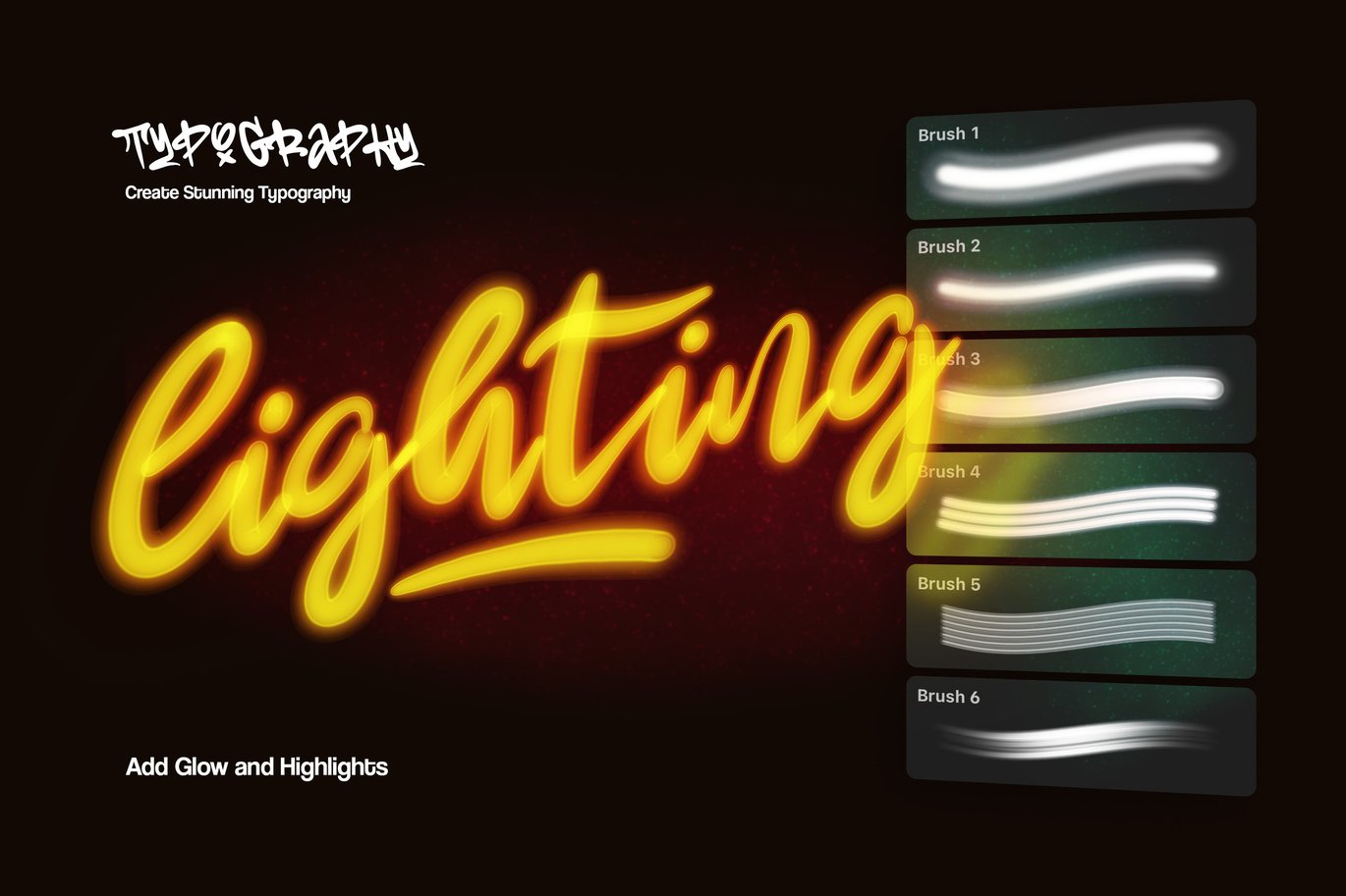 霓虹灯光效果Procreate笔刷 Neon Light Procreate Brushes插图3 霓虹灯光效果Procreate笔刷 Neon Light Procreate Brushes