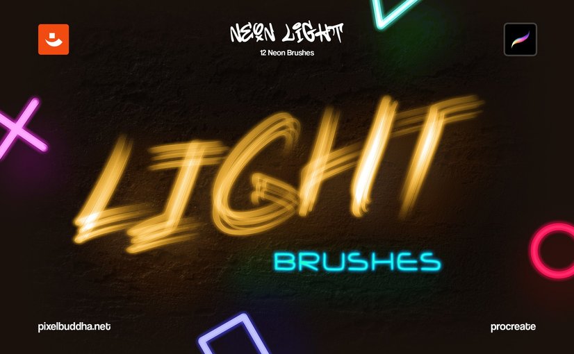 霓虹灯光效果Procreate笔刷 Neon Light Procreate Brushes