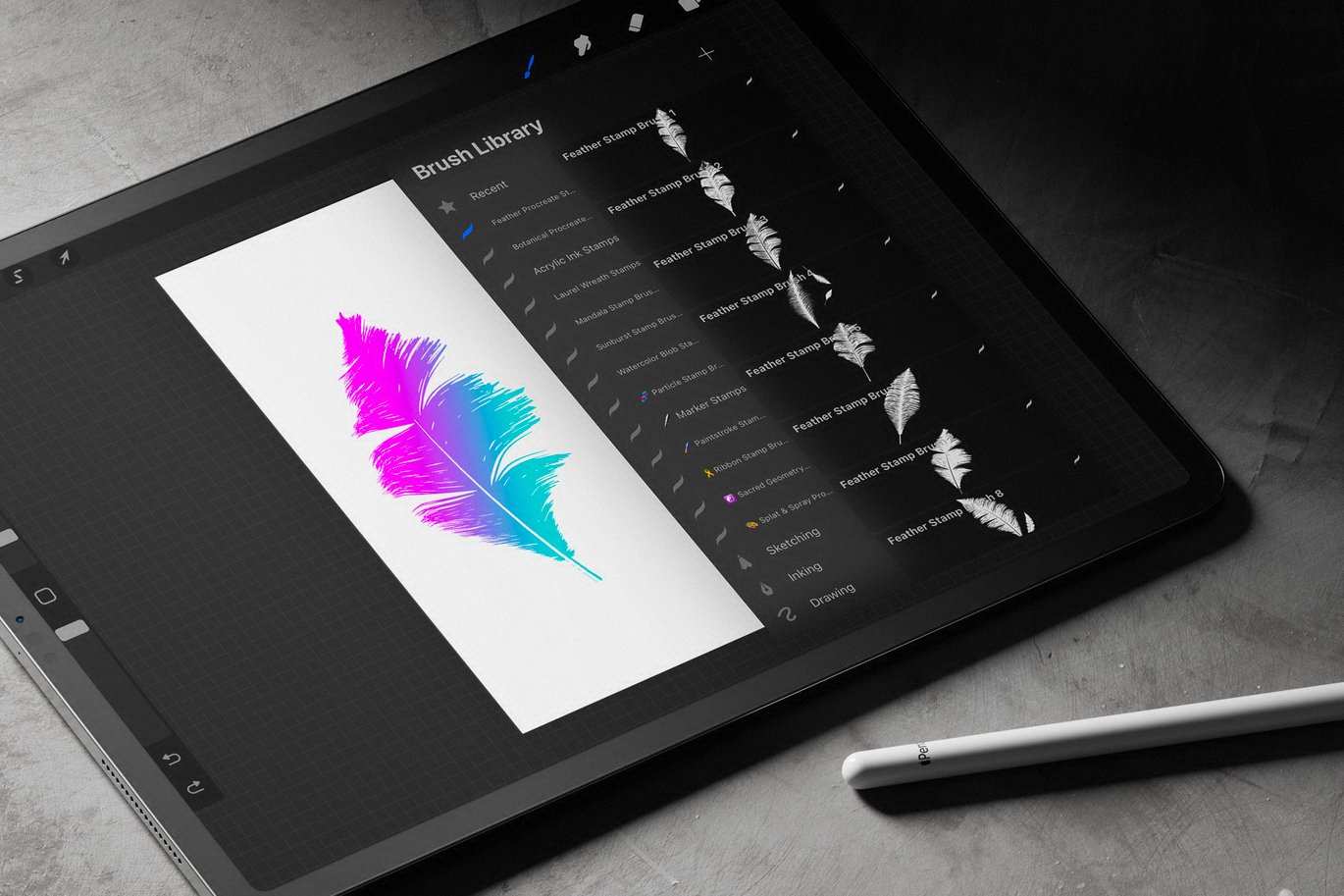 羽毛图案印章效果笔刷 Feather Procreate Stamp Brushes插图4 羽毛图案印章效果笔刷 Feather Procreate Stamp Brushes