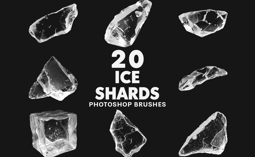 20款冰晶碎片质感笔刷素材 20 Ice Shards Brushes