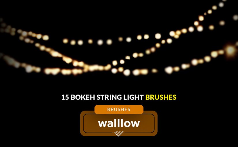 散景串灯Photoshop笔刷素材 Bokeh String Light Photoshop Brush